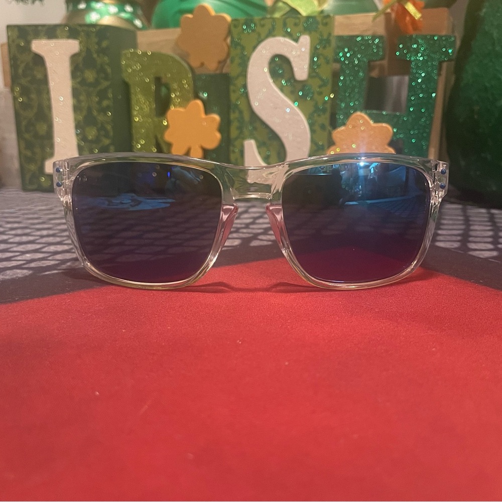 Clear Oakley Sunglasses with Blue Lenses